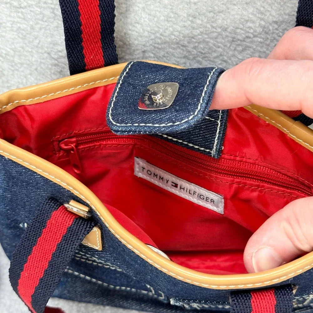 Tommy Hilfiger Denim Mini Tote Bag Women Small Blue Preppy Y2K Americana